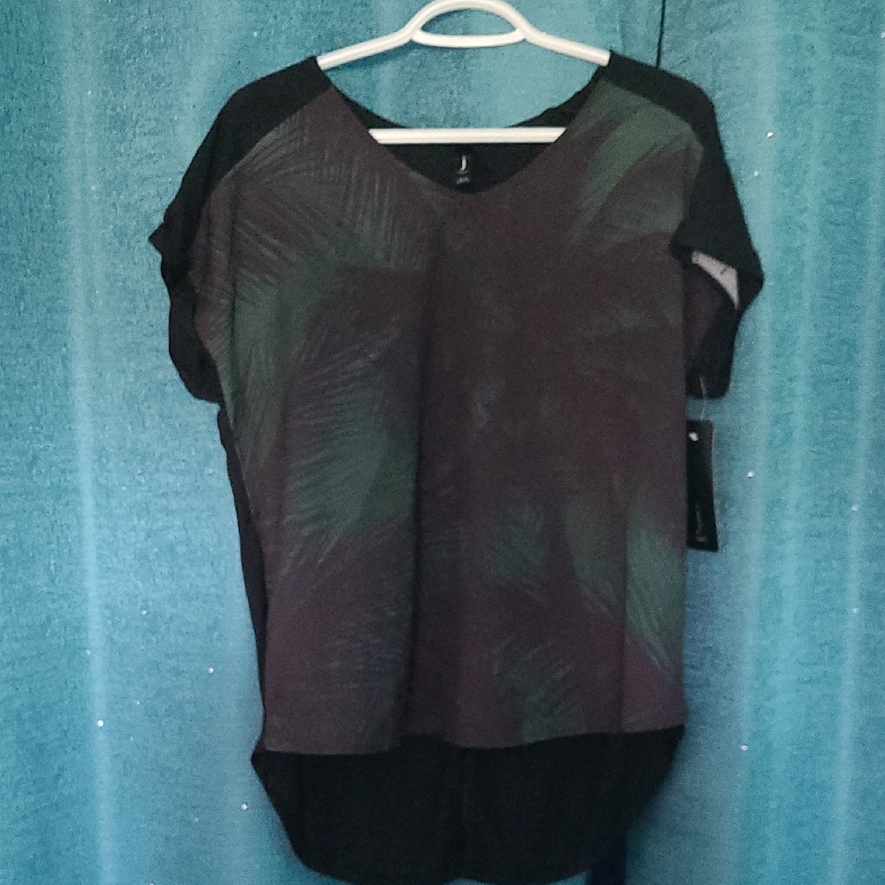 Jess Black and Green Tropical Blouse